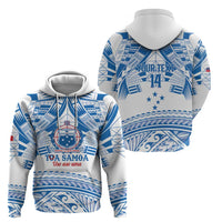 Toa Samoa Rugby Custom Zip Hoodie Uso aso uma Samoan Pattern White - Polynesian Pride