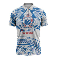 Toa Samoa Rugby Custom Zipper Polo Shirt Uso aso uma Samoan Pattern White LT14 White - Polynesian Pride