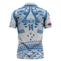 Toa Samoa Rugby Custom Zipper Polo Shirt Uso aso uma Samoan Pattern White LT14 - Polynesian Pride