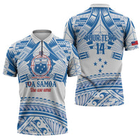 Toa Samoa Rugby Custom Zipper Polo Shirt Uso aso uma Samoan Pattern White LT14 - Polynesian Pride