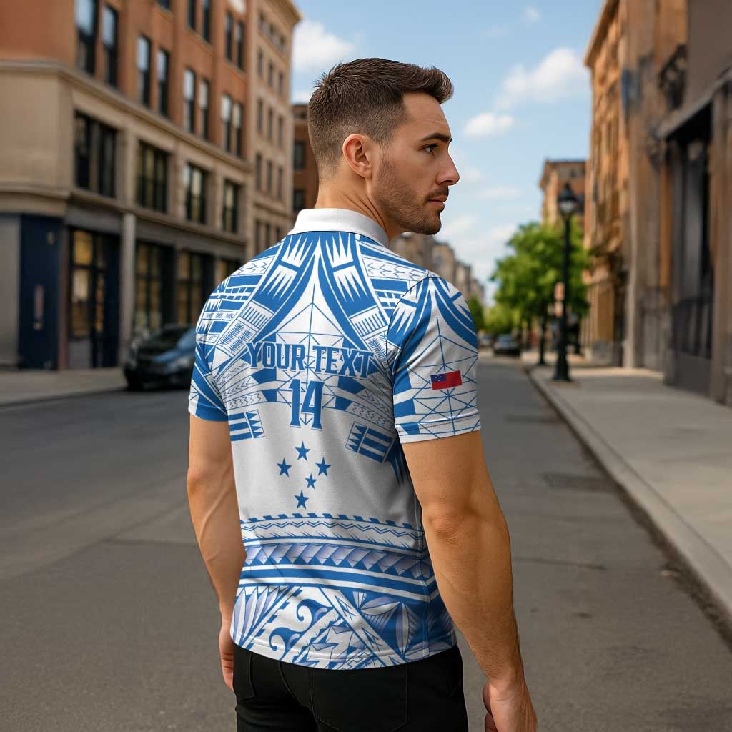 Toa Samoa Rugby Custom Zipper Polo Shirt Uso aso uma Samoan Pattern White LT14 - Polynesian Pride