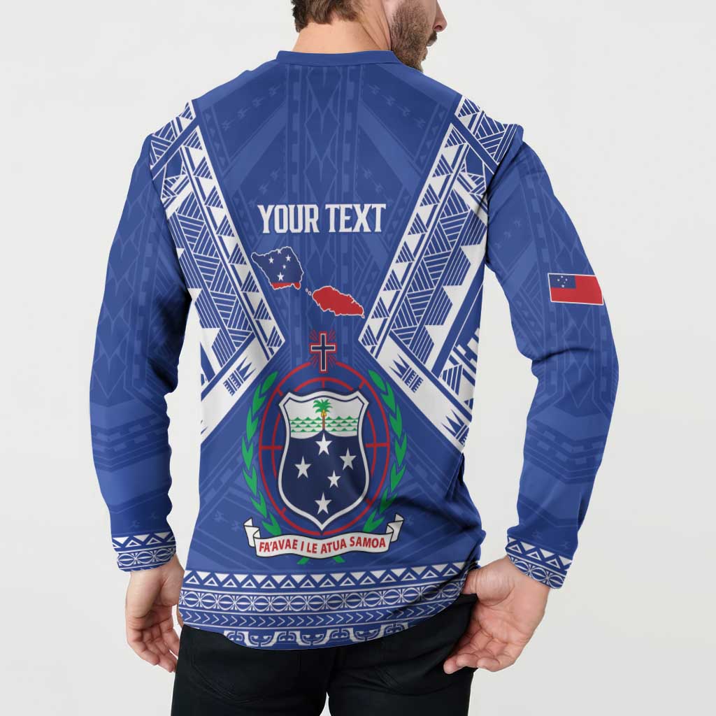 Personalised Samoa 685 Button Sweatshirt Samoan Pride Coat Of Arms - Polynesian Pride