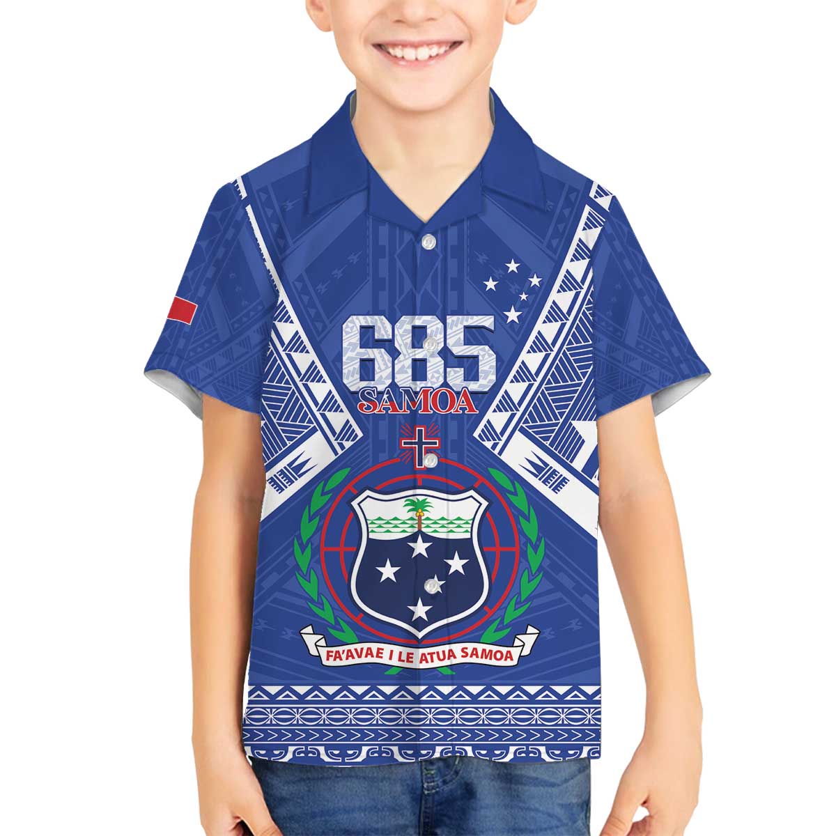 Personalised Samoa 685 Family Matching Off The Shoulder Long Sleeve Dress and Hawaiian Shirt Samoan Pride Coat Of Arms - Polynesian Pride