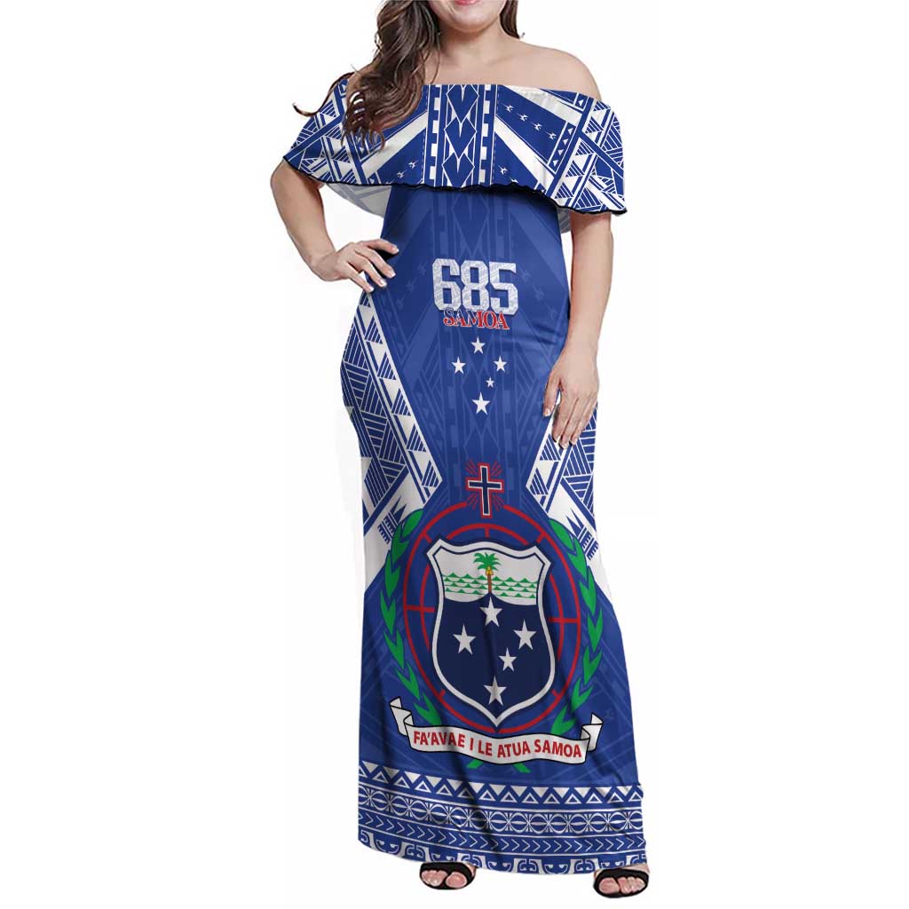 Personalised Samoa 685 Family Matching Off Shoulder Maxi Dress and Hawaiian Shirt Samoan Pride Coat Of Arms - Polynesian Pride
