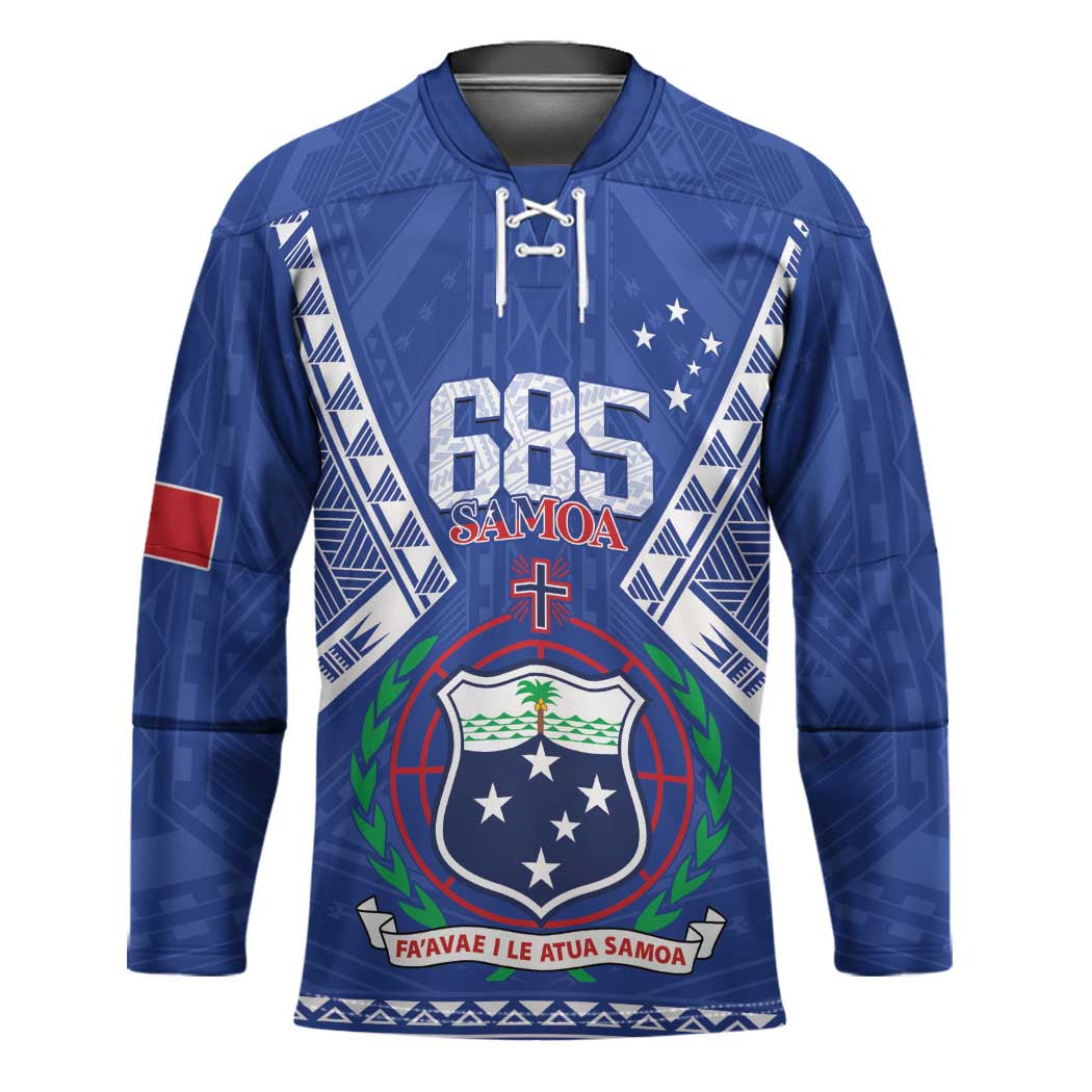 Personalised Samoa 685 Hockey Jersey Samoan Pride Coat Of Arms LT14 Unisex Blue - Polynesian Pride