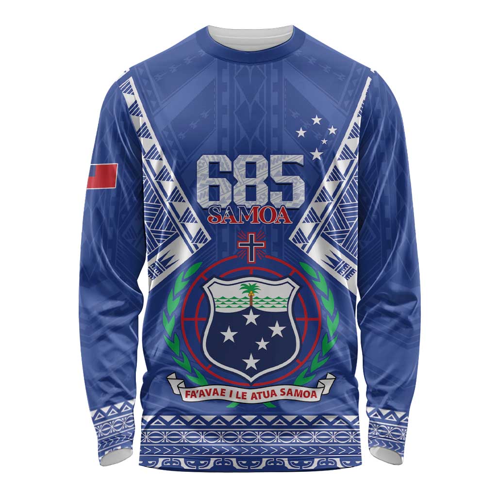Personalised Samoa 685 Long Sleeve Shirt Samoan Pride Coat Of Arms - Polynesian Pride
