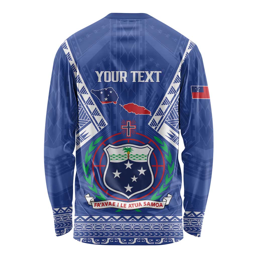 Personalised Samoa 685 Long Sleeve Shirt Samoan Pride Coat Of Arms - Polynesian Pride