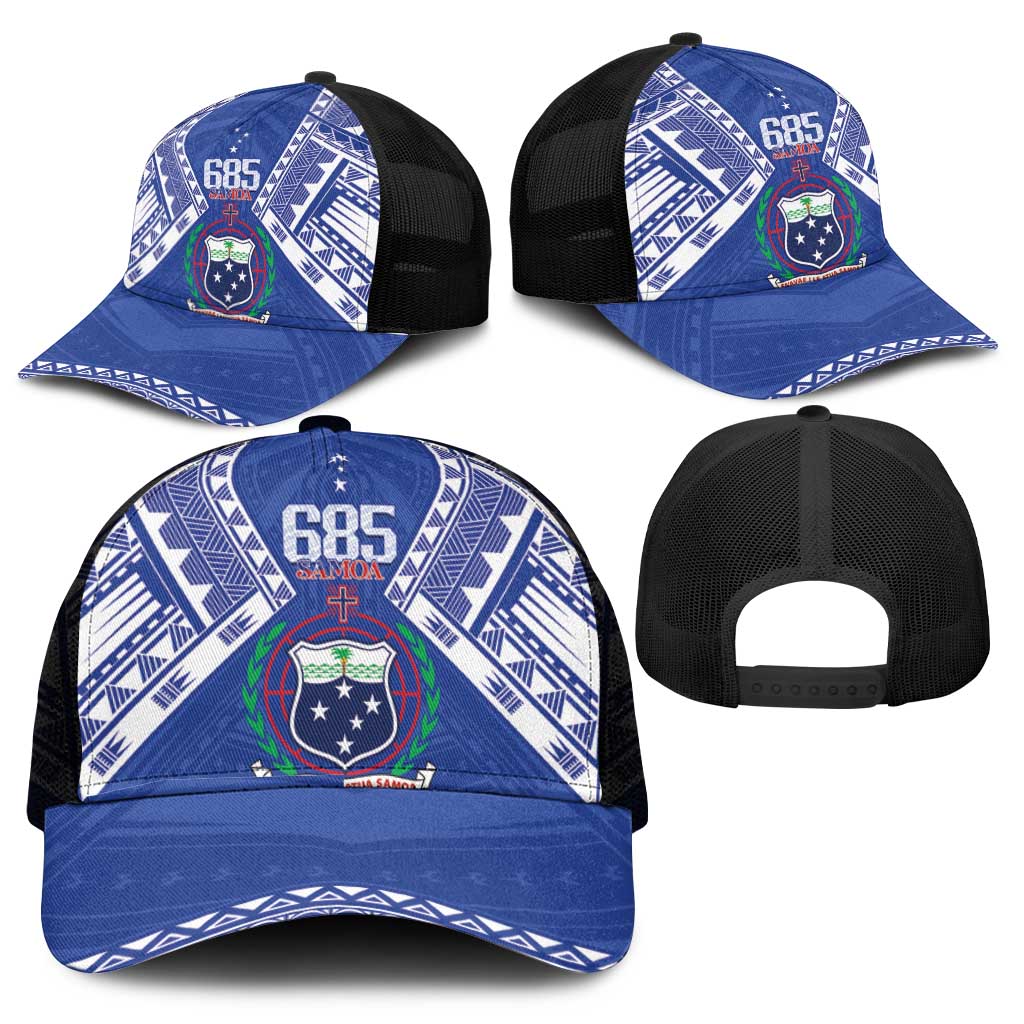 Samoa 685 Mesh Trucker Cap Samoan Pride Coat Of Arms - Polynesian Pride