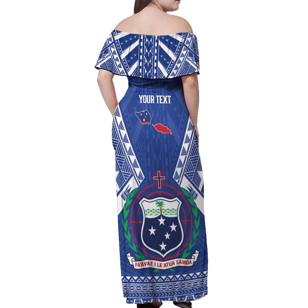 Personalised Samoa 685 Off Shoulder Maxi Dress Samoan Pride Coat Of Arms - Polynesian Pride