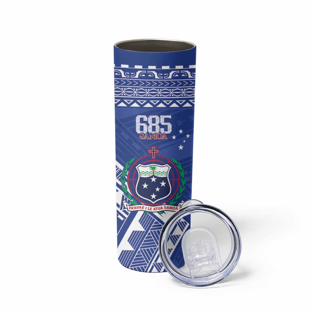 Personalised Samoa 685 Skinny Tumbler Samoan Pride Coat Of Arms - Polynesian Pride