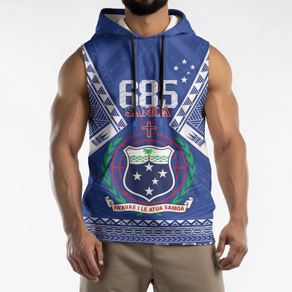 Personalised Samoa 685 Sleeveless Hoodie Samoan Pride Coat Of Arms - Polynesian Pride