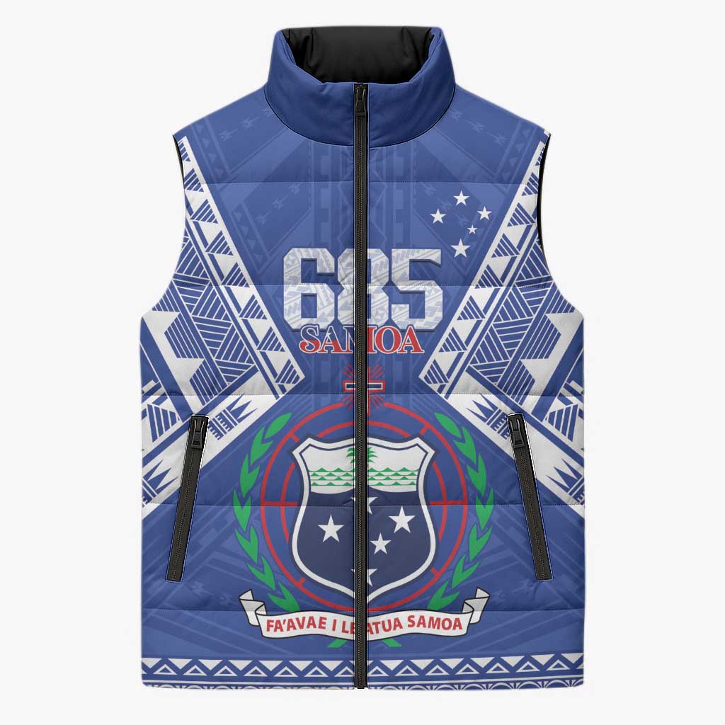 Personalised Samoa 685 Sleeveless Puffer Jacket Samoan Pride Coat Of Arms - Polynesian Pride