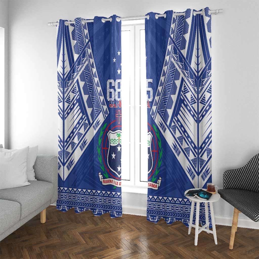 Samoa 685 Window Curtain Samoan Pride Coat Of Arms LT14 With Grommets Blue - Polynesian Pride