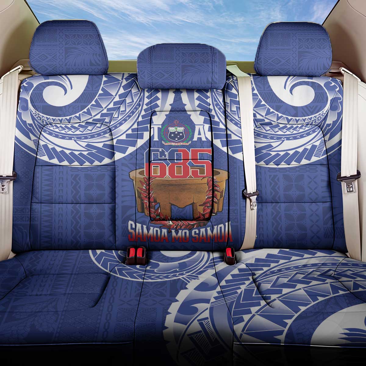Toa Samoa Rugby Back Car Seat Cover 685 Pride Tanoa Ula Fala LT14 One Size Blue - Polynesian Pride