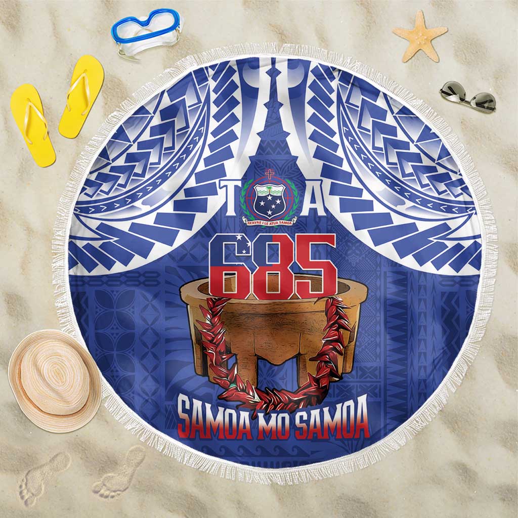Toa Samoa Rugby Beach Blanket 685 Pride Tanoa Ula Fala LT14 One Size 150cm Blue - Polynesian Pride