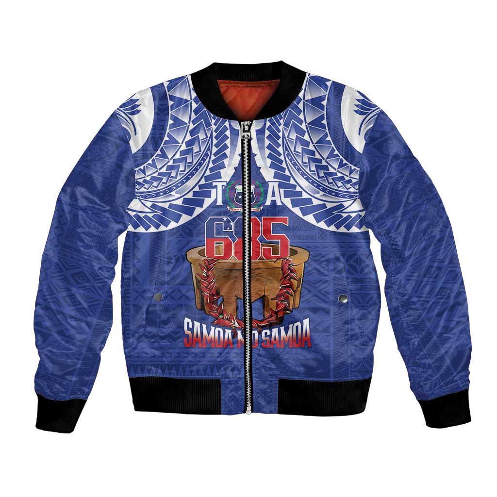Toa Samoa Rugby Bomber Jacket 685 Pride Tanoa Ula Fala LT14 Unisex Blue - Polynesian Pride