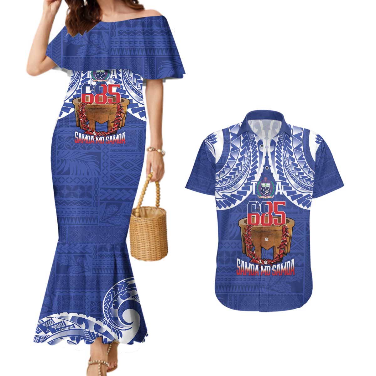 Toa Samoa Rugby Couples Matching Mermaid Dress and Hawaiian Shirt 685 Pride Tanoa Ula Fala - Polynesian Pride