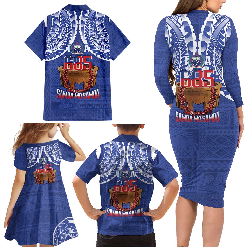 Toa Samoa Rugby Family Matching Long Sleeve Bodycon Dress and Hawaiian Shirt 685 Pride Tanoa Ula Fala - Polynesian Pride