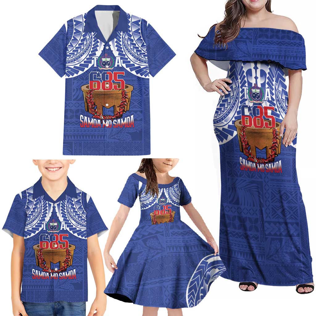 Toa Samoa Rugby Family Matching Off Shoulder Maxi Dress and Hawaiian Shirt 685 Pride Tanoa Ula Fala LT14 - Polynesian Pride