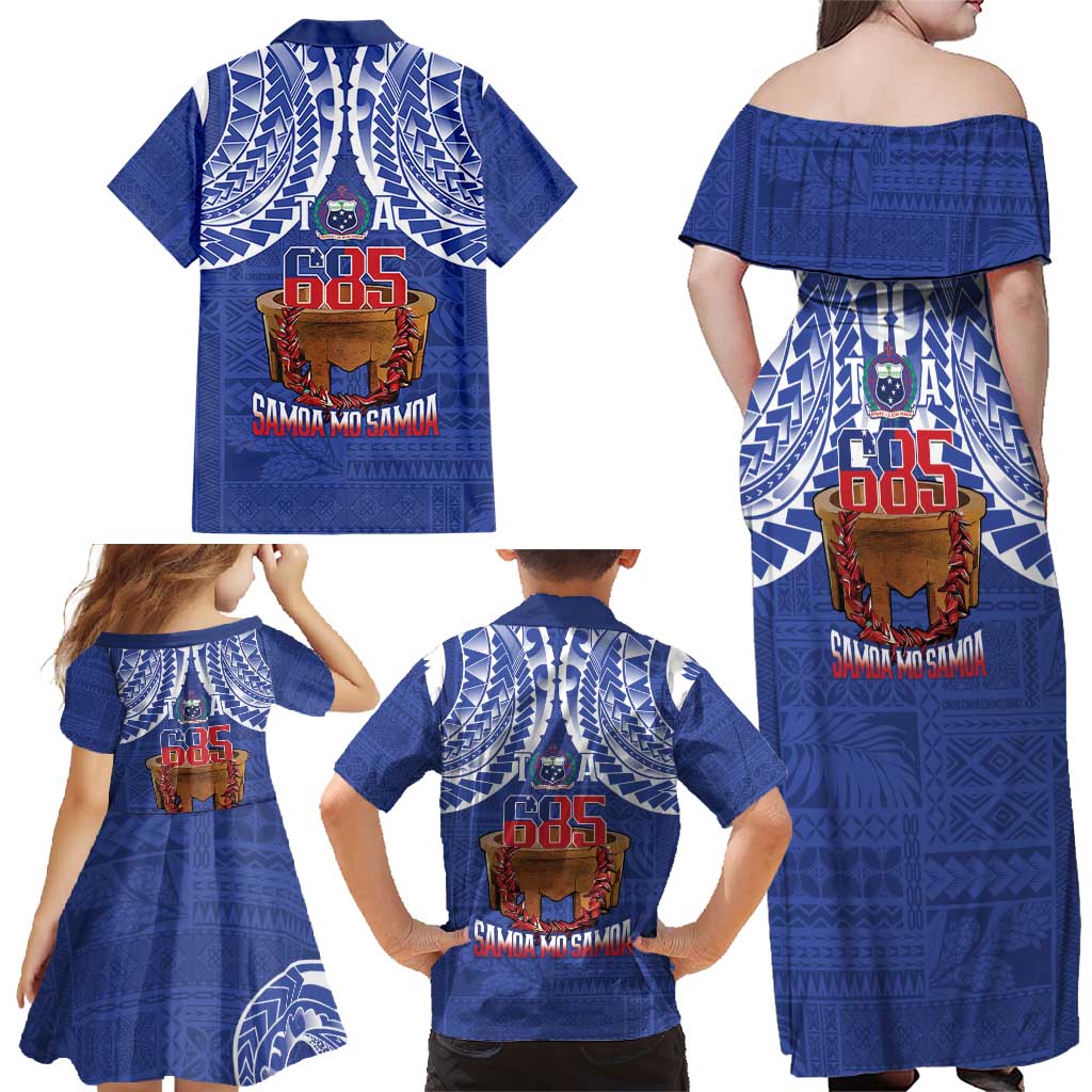 Toa Samoa Rugby Family Matching Off Shoulder Maxi Dress and Hawaiian Shirt 685 Pride Tanoa Ula Fala LT14 - Polynesian Pride