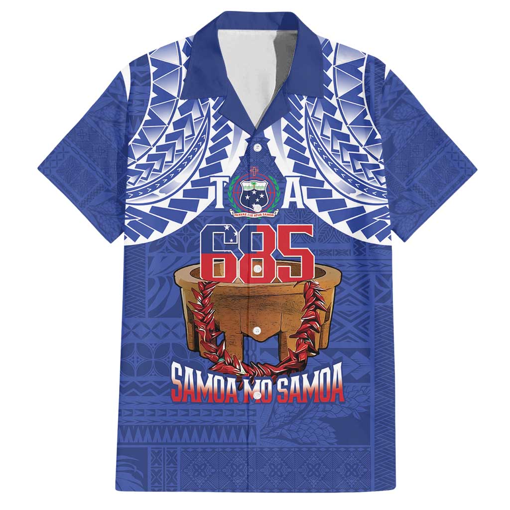 Toa Samoa Rugby Family Matching Off Shoulder Maxi Dress and Hawaiian Shirt 685 Pride Tanoa Ula Fala LT14 Dad's Shirt - Short Sleeve Blue - Polynesian Pride