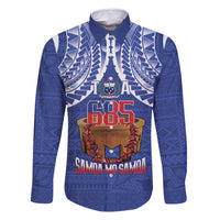 Toa Samoa Rugby Family Matching Off Shoulder Maxi Dress and Hawaiian Shirt 685 Pride Tanoa Ula Fala LT14 Dad's Shirt - Long Sleeve Blue - Polynesian Pride