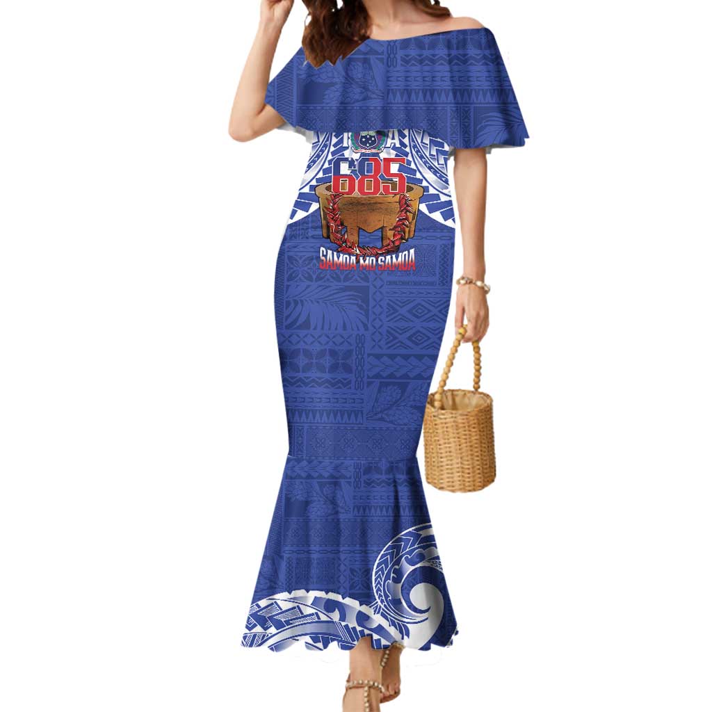 Toa Samoa Rugby Mermaid Dress 685 Pride Tanoa Ula Fala LT14 Women Blue - Polynesian Pride