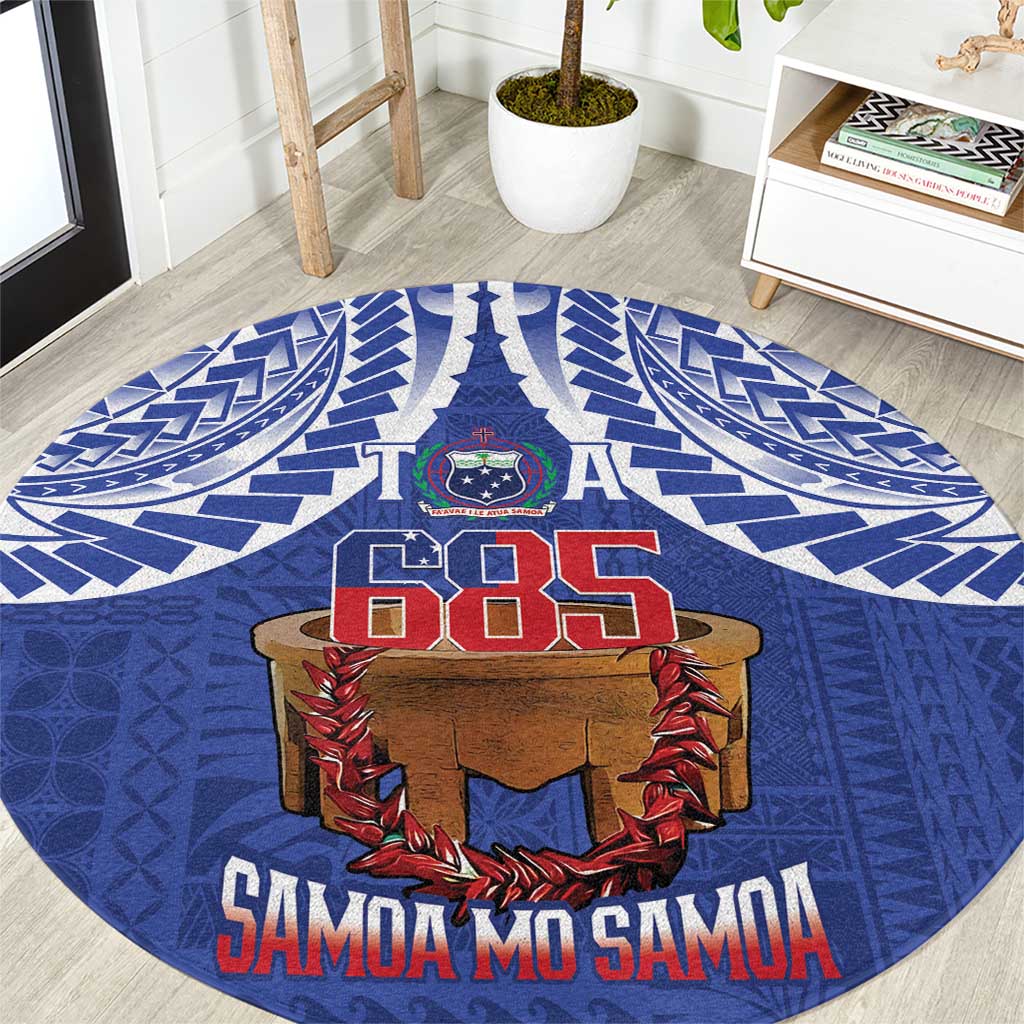 Toa Samoa Rugby Round Carpet 685 Pride Tanoa Ula Fala LT14 Blue - Polynesian Pride