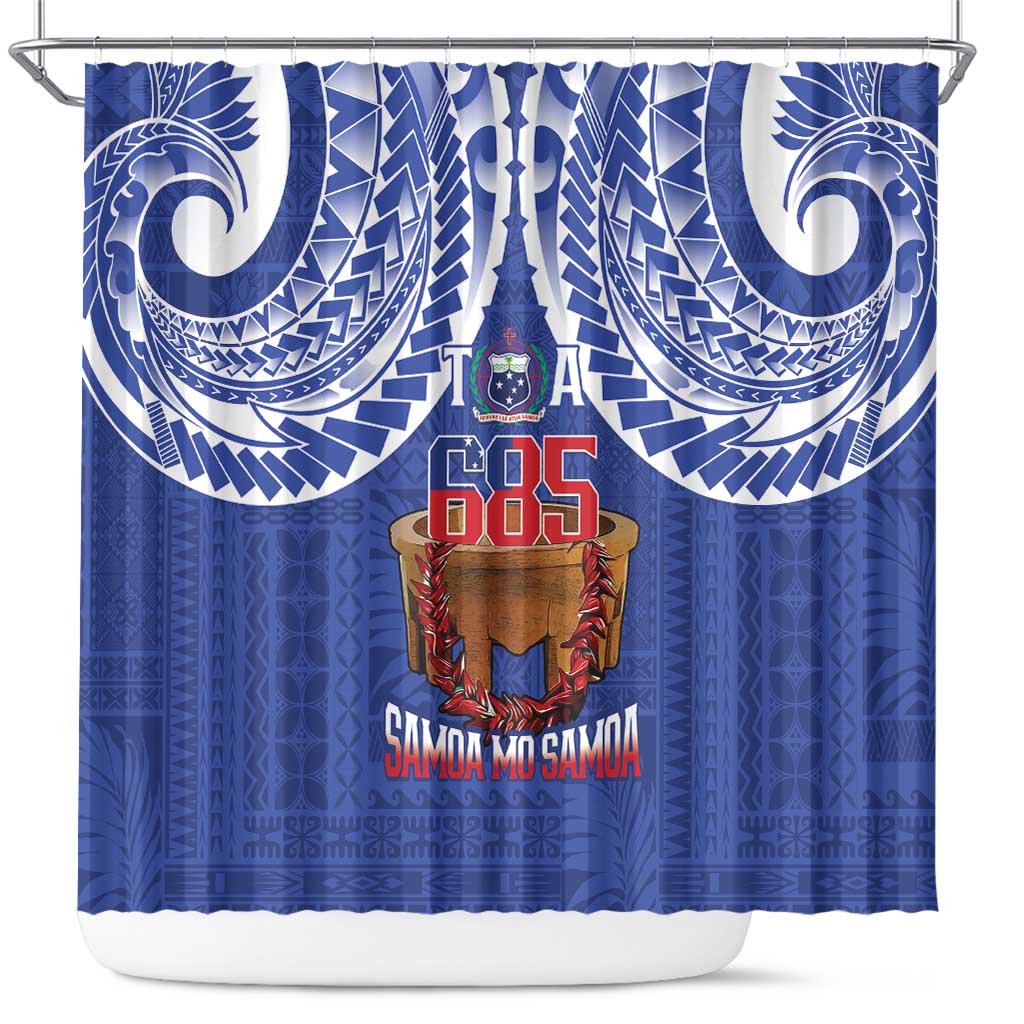 Toa Samoa Rugby Shower Curtain 685 Pride Tanoa Ula Fala LT14 Blue - Polynesian Pride