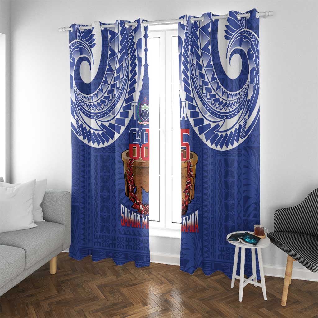 Toa Samoa Rugby Window Curtain 685 Pride Tanoa Ula Fala LT14 With Grommets Blue - Polynesian Pride