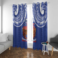 Toa Samoa Rugby Window Curtain 685 Pride Tanoa Ula Fala LT14 With Grommets Blue - Polynesian Pride