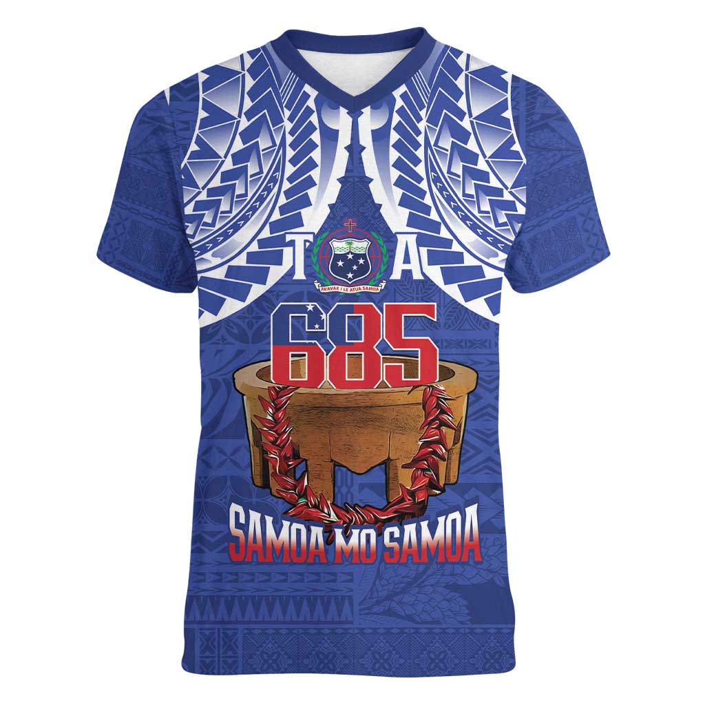 Toa Samoa Rugby Women V-Neck T-Shirt 685 Pride Tanoa Ula Fala - Polynesian Pride
