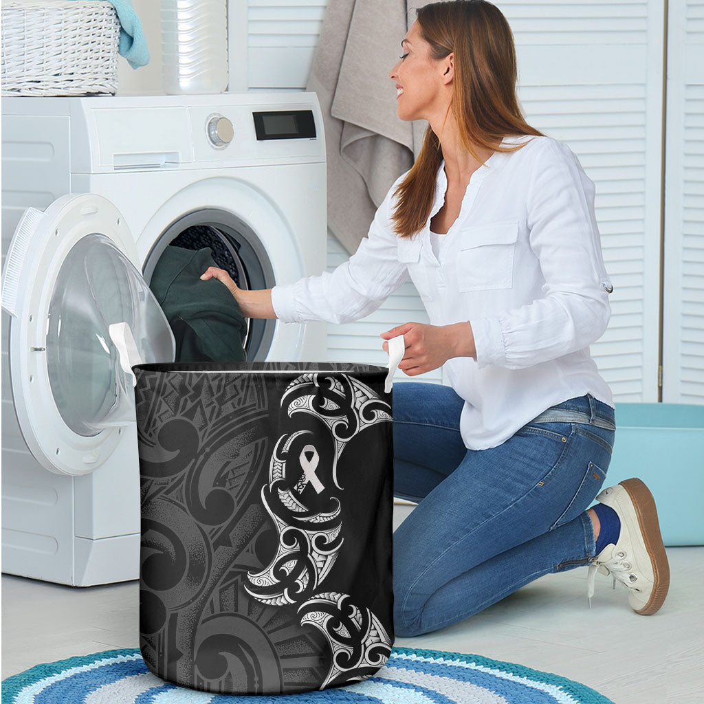 White Ribbon Day New Zealand Laundry Basket Aotearoa Maori Pattern LT14 - Polynesian Pride