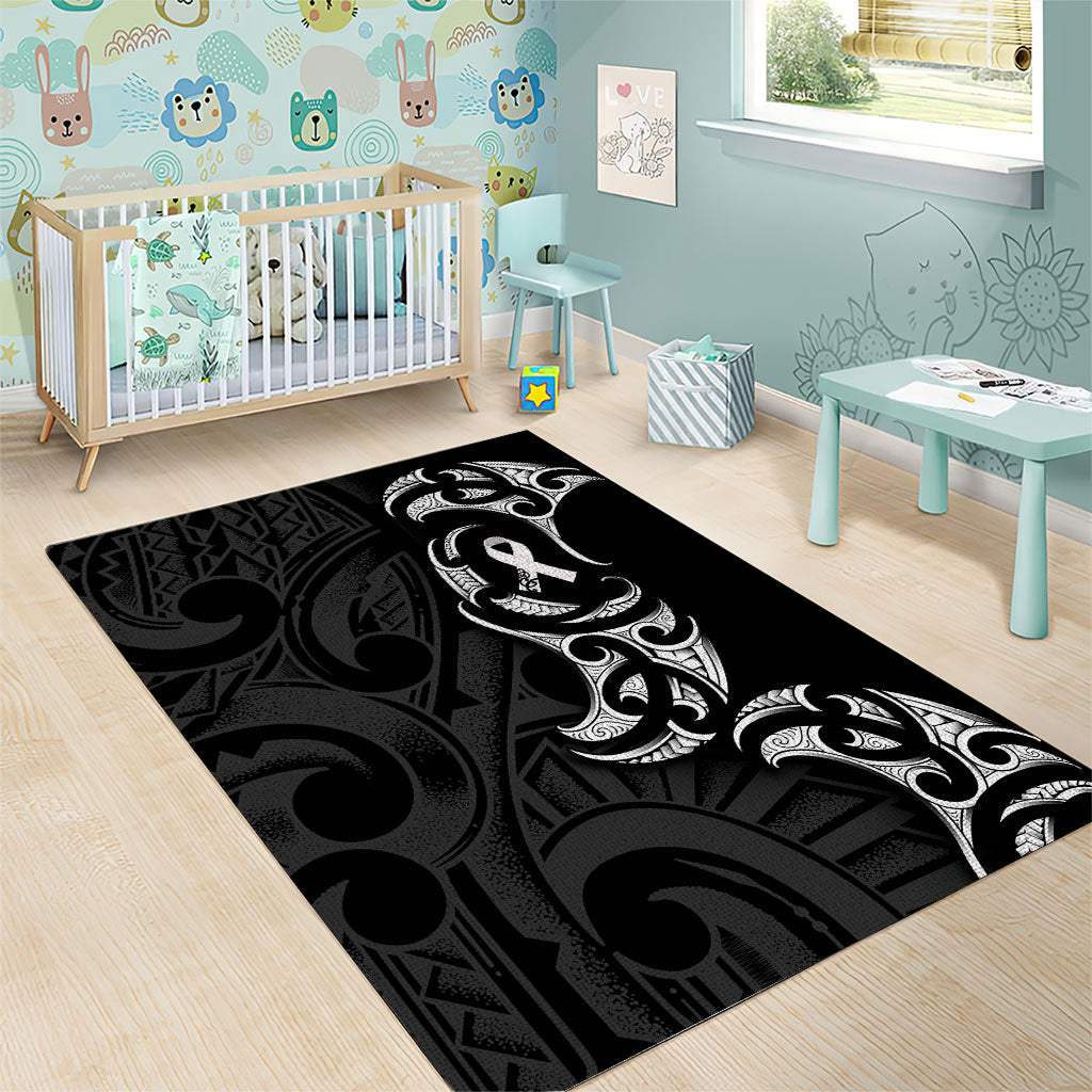 White Ribbon Day New Zealand Area Rug Aotearoa Maori Pattern LT14 - Polynesian Pride