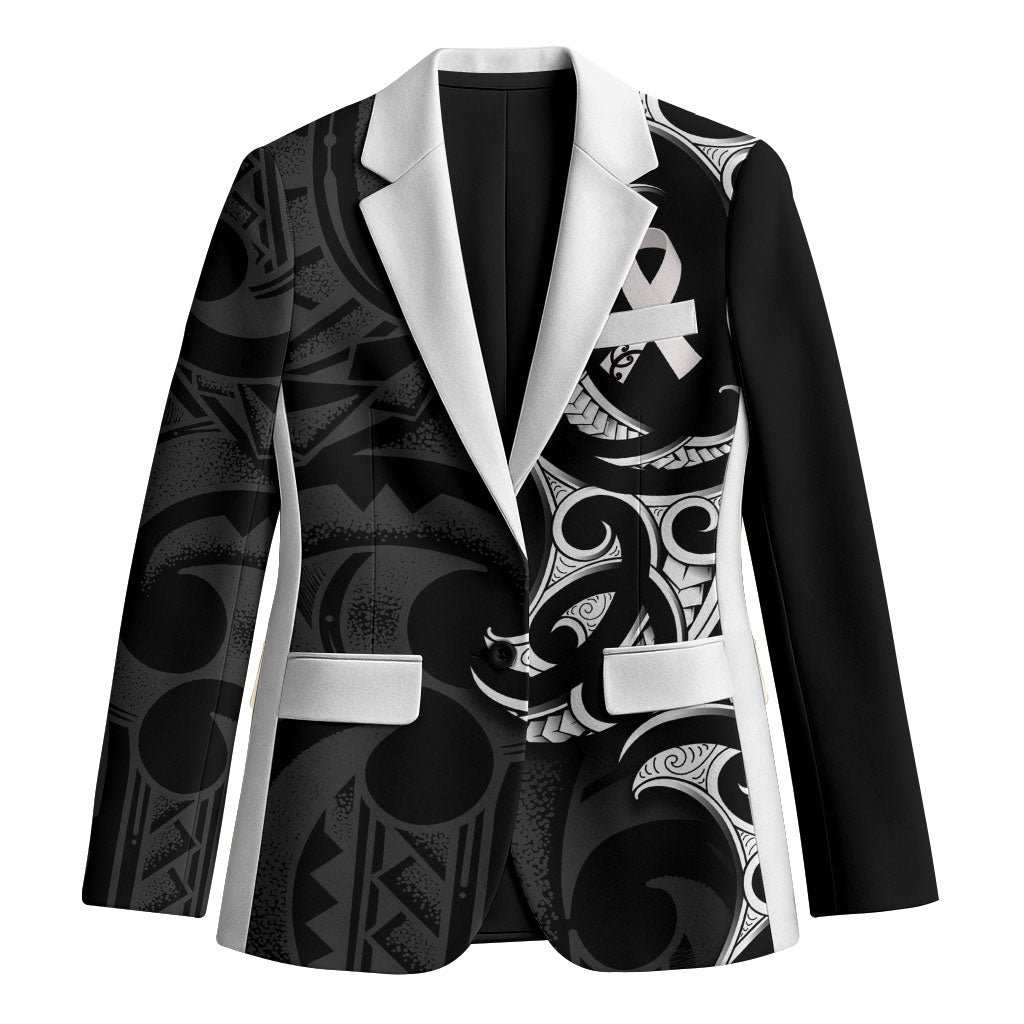 White Ribbon Day New Zealand Blazer Aotearoa Maori Pattern LT14 Unisex Black - Polynesian Pride