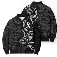 White Ribbon Day New Zealand Bomber Puffer Jacket Aotearoa Maori Pattern LT14 - Polynesian Pride