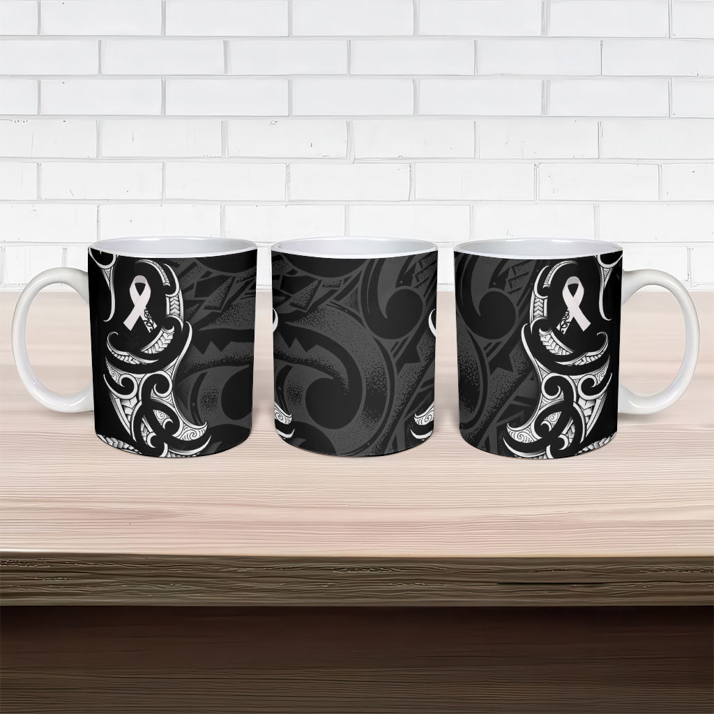White Ribbon Day New Zealand Ceramic Mug Aotearoa Maori Pattern LT14 - Polynesian Pride