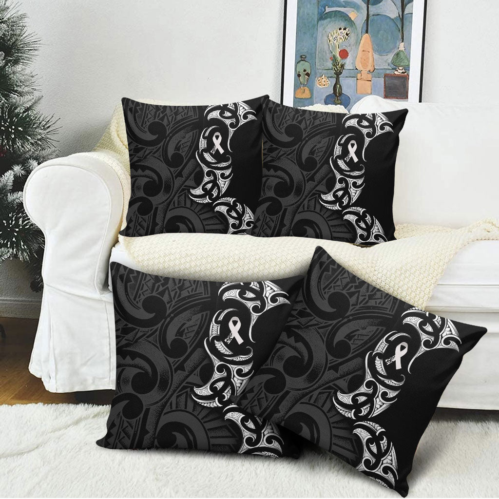 White Ribbon Day New Zealand Pillow Cover Aotearoa Maori Pattern LT14 - Polynesian Pride