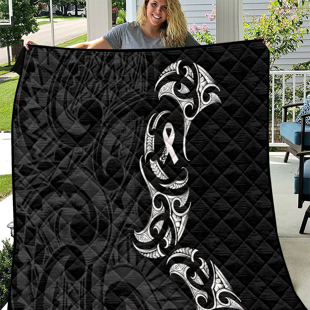 White Ribbon Day New Zealand Quilt Aotearoa Maori Pattern LT14 Black - Polynesian Pride