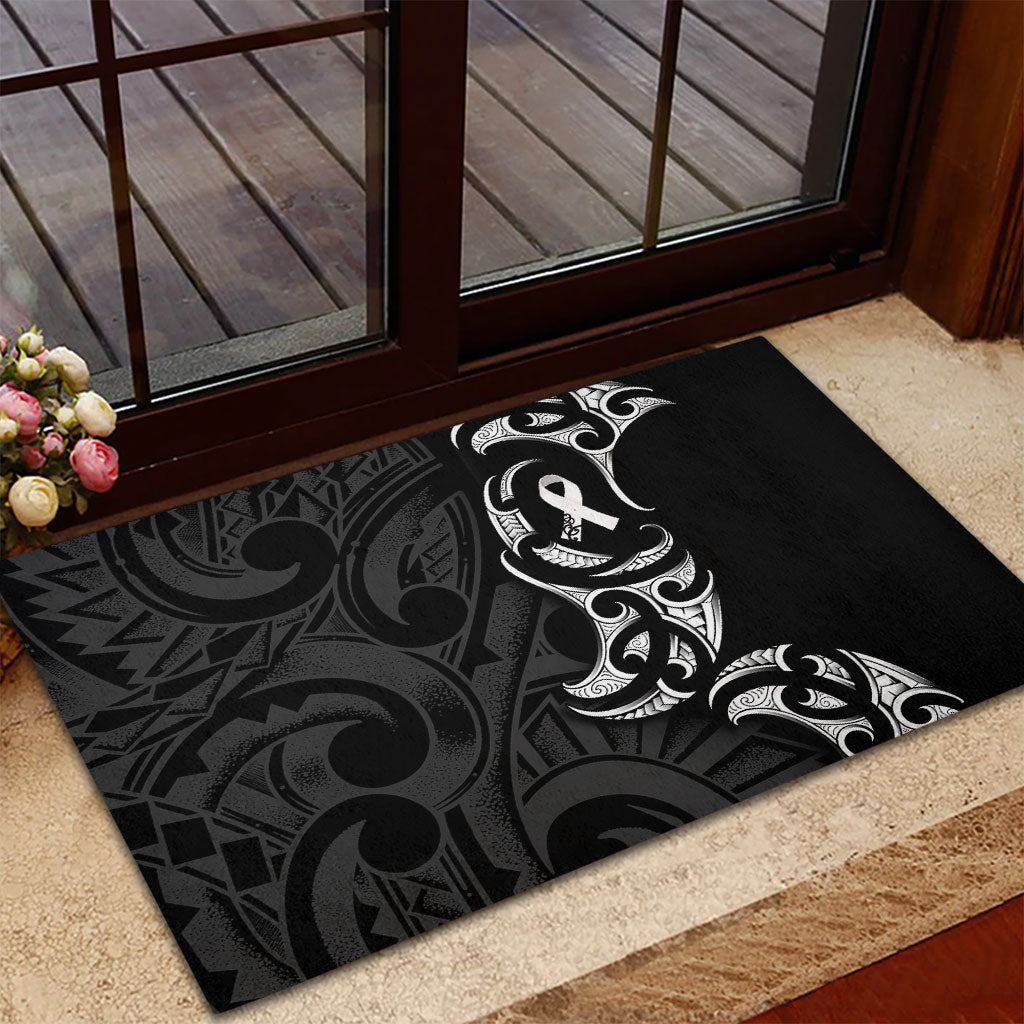 White Ribbon Day New Zealand Rubber Doormat Aotearoa Maori Pattern LT14 - Polynesian Pride