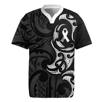White Ribbon Day New Zealand Rugby Jersey Aotearoa Maori Pattern LT14 Black - Polynesian Pride