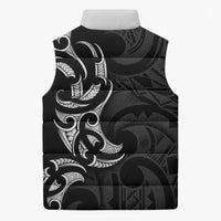 White Ribbon Day New Zealand Sleeveless Puffer Jacket Aotearoa Maori Pattern LT14 - Polynesian Pride
