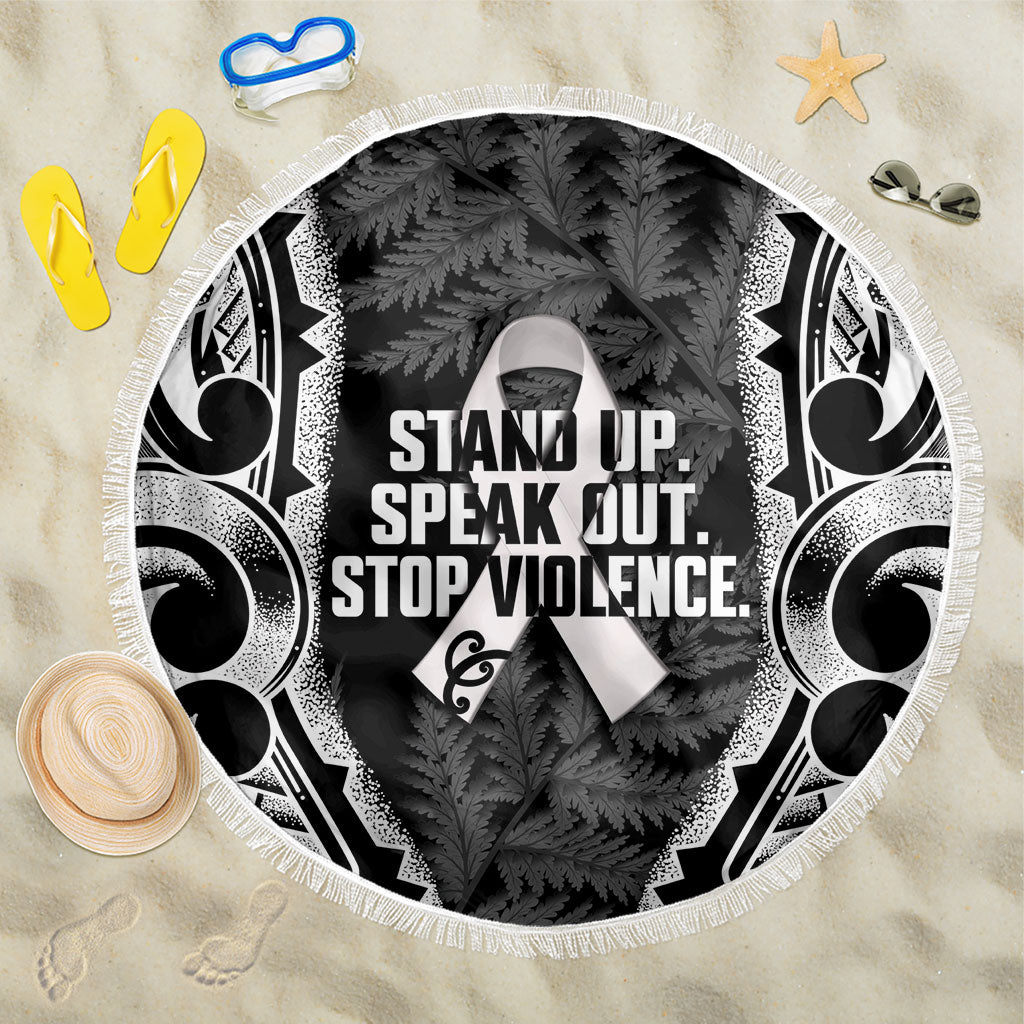 White Ribbon Day New Zealand Beach Blanket Respect Women Maori Pattern Black LT14 One Size 150cm Black - Polynesian Pride