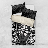 White Ribbon Day New Zealand Bedding Set Respect Women Maori Pattern Black LT14 US Twin 172cm x 218cm Black - Polynesian Pride