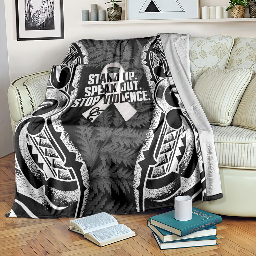 White Ribbon Day New Zealand Blanket Respect Women Maori Pattern Black LT14 Black - Polynesian Pride
