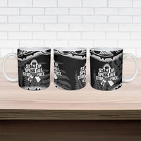 White Ribbon Day New Zealand Ceramic Mug Respect Women Maori Pattern Black LT14 - Polynesian Pride