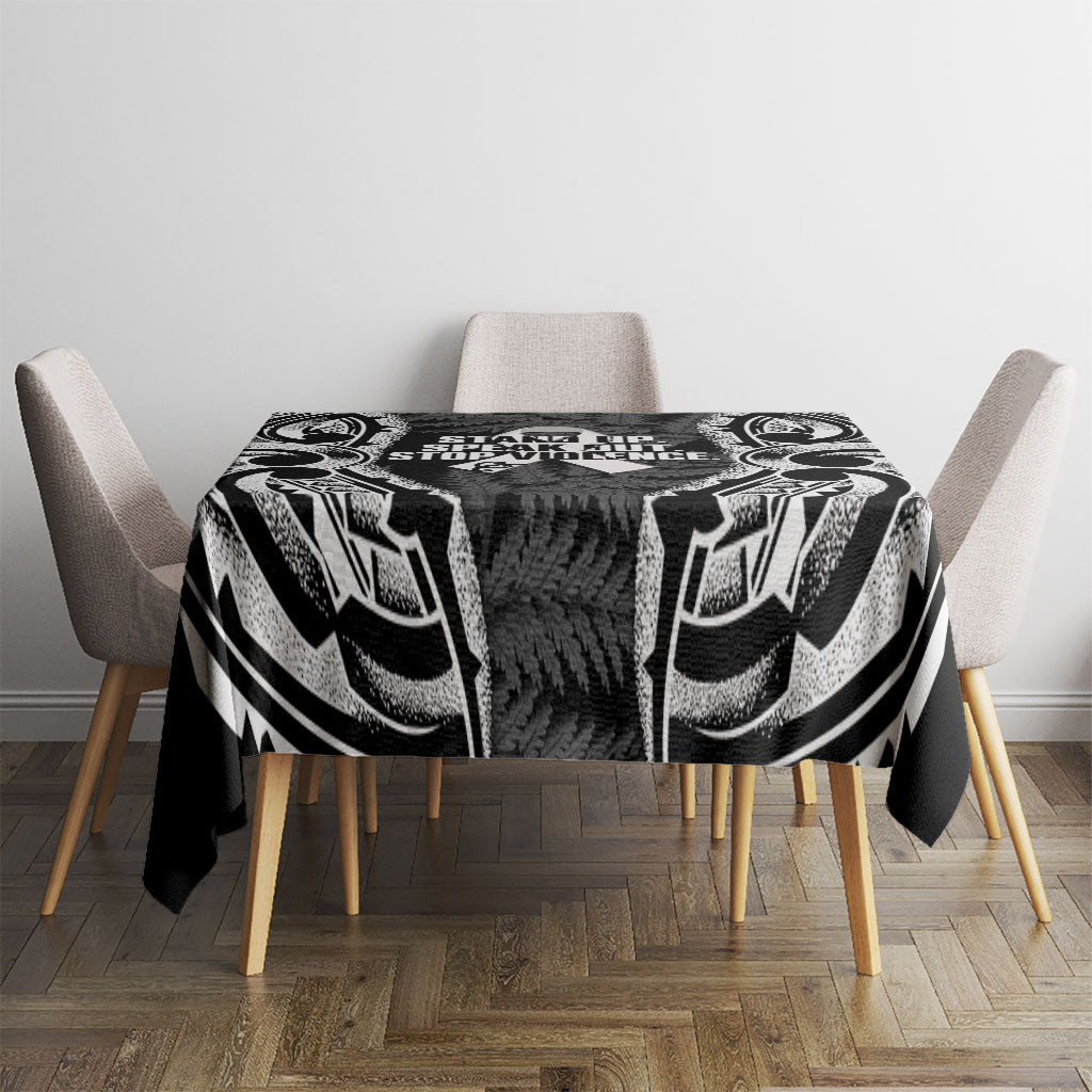 White Ribbon Day New Zealand Tablecloth Respect Women Maori Pattern Black LT14 - Polynesian Pride