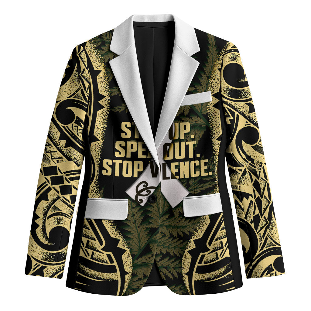 White Ribbon Day New Zealand Blazer Respect Women Maori Pattern Yellow LT14 Unisex Yellow - Polynesian Pride