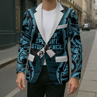 White Ribbon Day New Zealand Blazer Respect Women Maori Pattern Blue LT14 - Polynesian Pride