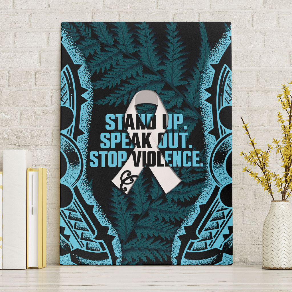 White Ribbon Day New Zealand Canvas Wall Art Respect Women Maori Pattern Blue LT14 Without Frame Blue - Polynesian Pride